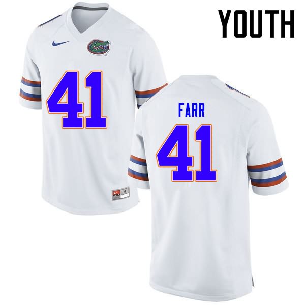 NCAA Florida Gators Ryan Farr Youth #41 Nike White Stitched Authentic College Football Jersey YPE7264BE